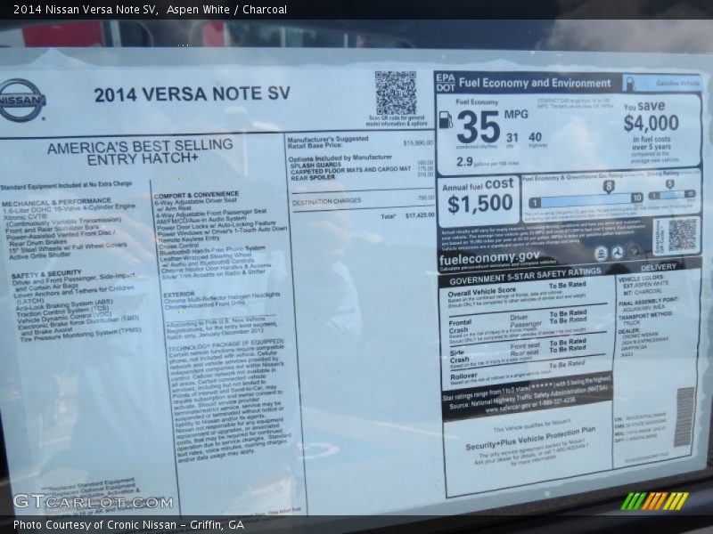 Aspen White / Charcoal 2014 Nissan Versa Note SV