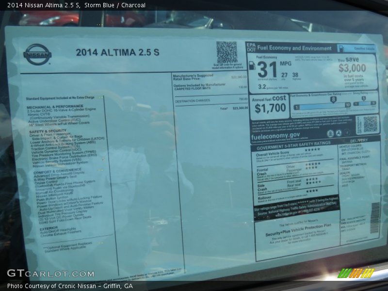  2014 Altima 2.5 S Window Sticker