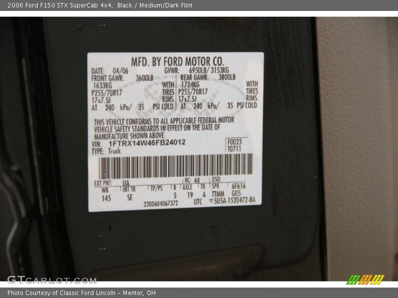 Black / Medium/Dark Flint 2006 Ford F150 STX SuperCab 4x4