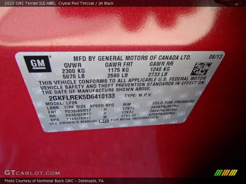Crystal Red Tintcoat / Jet Black 2013 GMC Terrain SLE AWD