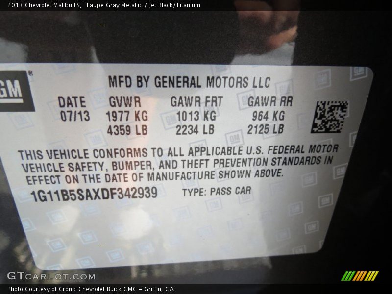 Taupe Gray Metallic / Jet Black/Titanium 2013 Chevrolet Malibu LS