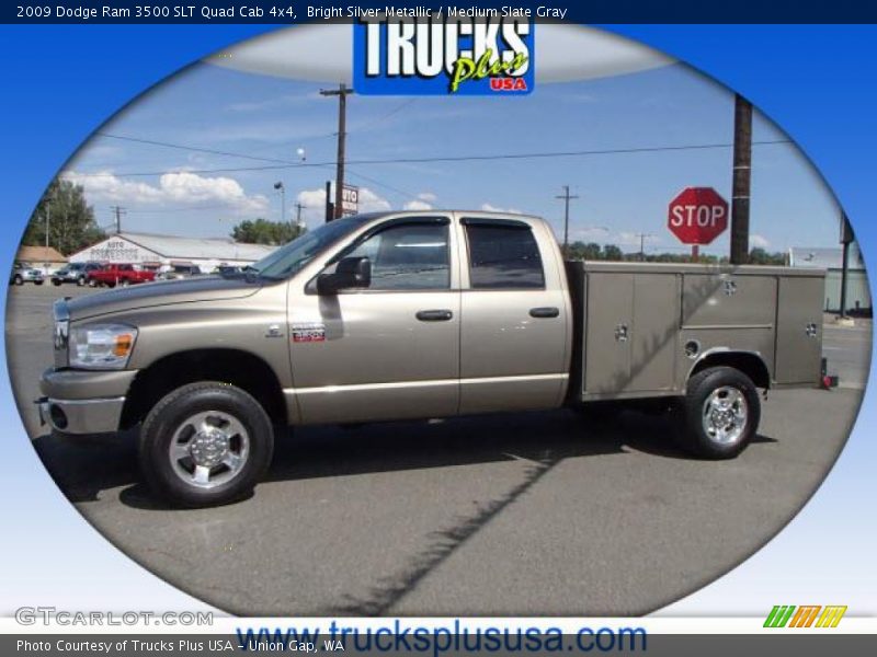 Bright Silver Metallic / Medium Slate Gray 2009 Dodge Ram 3500 SLT Quad Cab 4x4