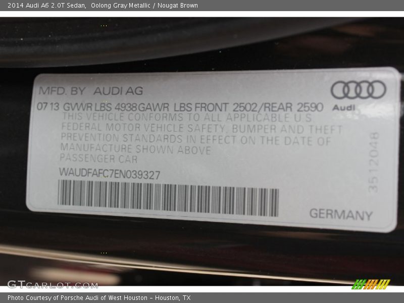 Oolong Gray Metallic / Nougat Brown 2014 Audi A6 2.0T Sedan