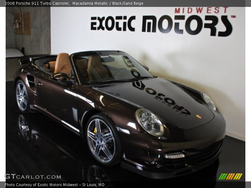 Macadamia Metallic / Black/Sand Beige 2008 Porsche 911 Turbo Cabriolet