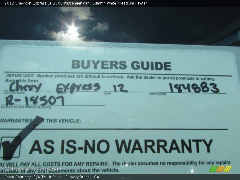 Summit White / Medium Pewter 2012 Chevrolet Express LT 3500 Passenger Van