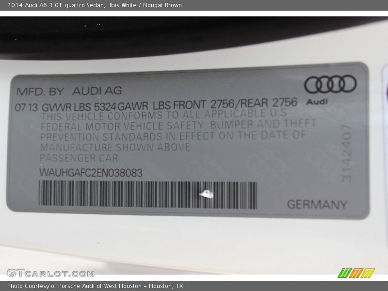 Ibis White / Nougat Brown 2014 Audi A6 3.0T quattro Sedan