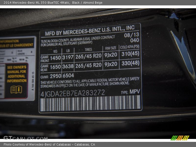 Black / Almond Beige 2014 Mercedes-Benz ML 350 BlueTEC 4Matic
