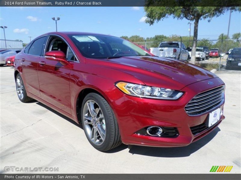Ruby Red / Charcoal Black 2014 Ford Fusion Titanium