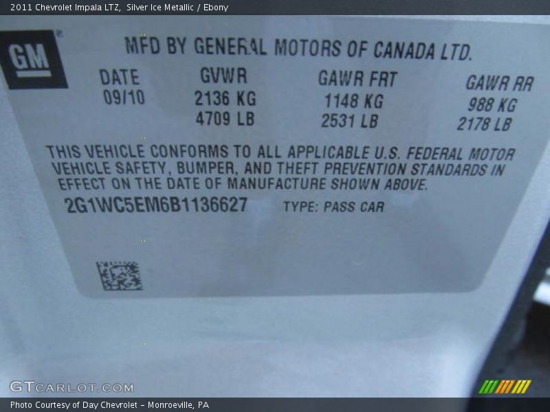 Silver Ice Metallic / Ebony 2011 Chevrolet Impala LTZ