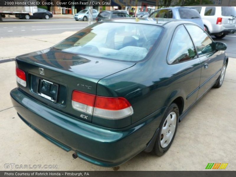 Clover Green Pearl / Dark Gray 2000 Honda Civic EX Coupe