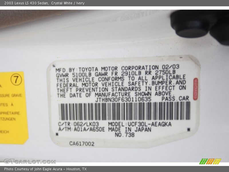 Crystal White / Ivory 2003 Lexus LS 430 Sedan
