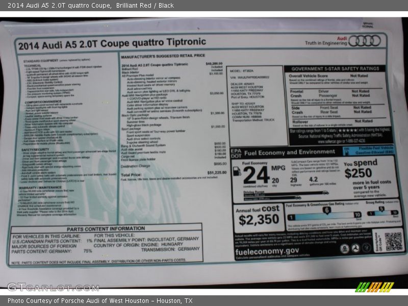 Brilliant Red / Black 2014 Audi A5 2.0T quattro Coupe