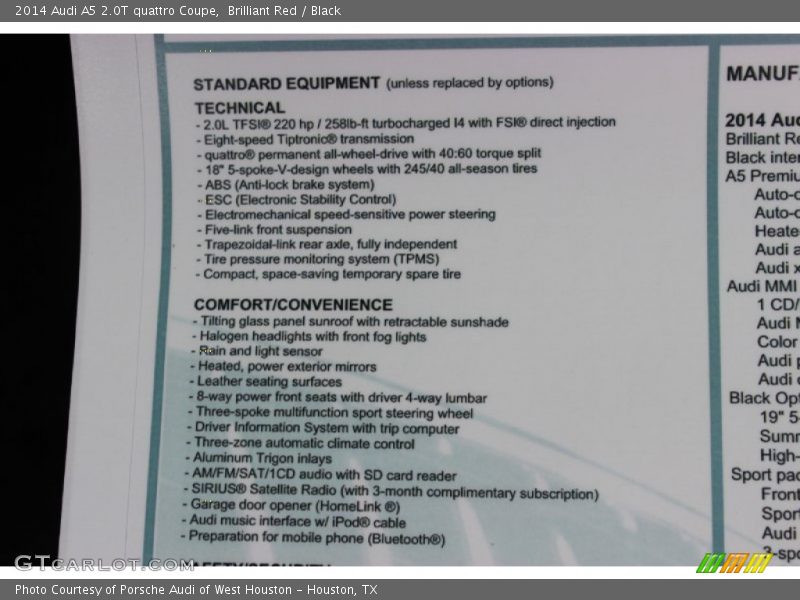 Brilliant Red / Black 2014 Audi A5 2.0T quattro Coupe