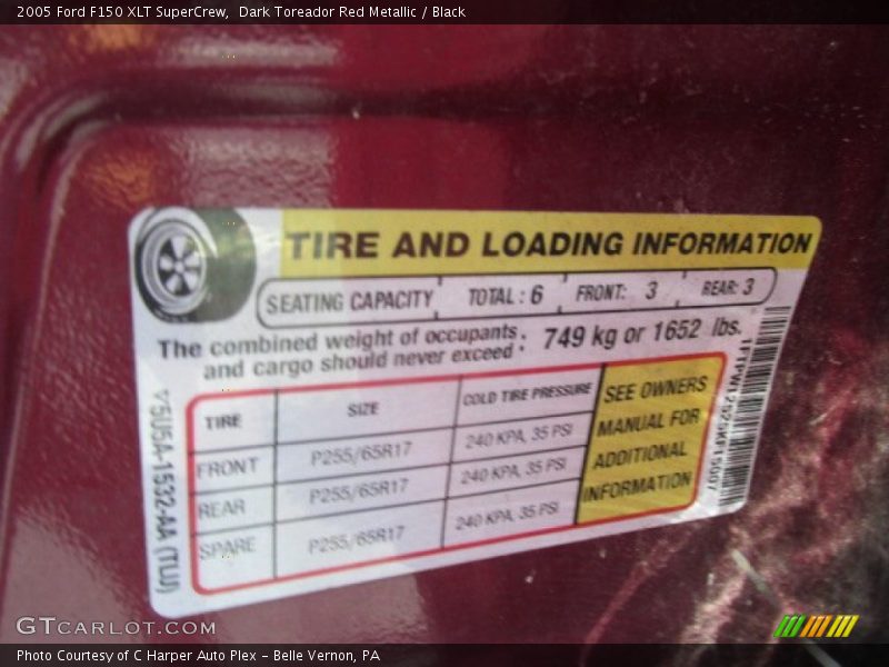 Dark Toreador Red Metallic / Black 2005 Ford F150 XLT SuperCrew