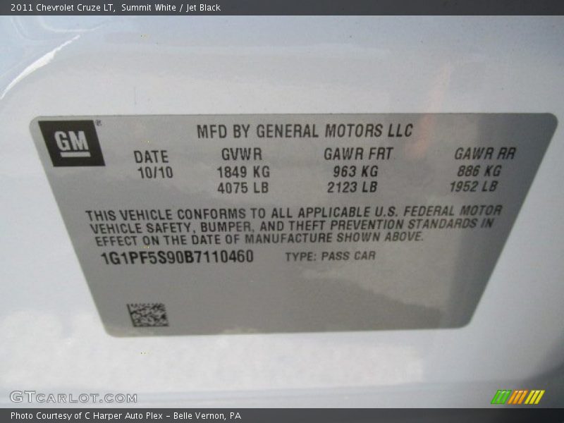 Summit White / Jet Black 2011 Chevrolet Cruze LT