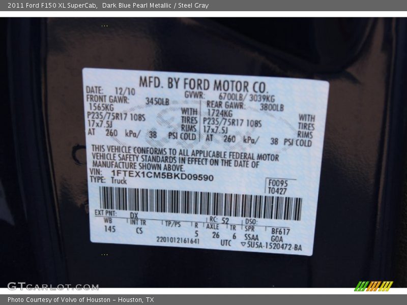 Dark Blue Pearl Metallic / Steel Gray 2011 Ford F150 XL SuperCab