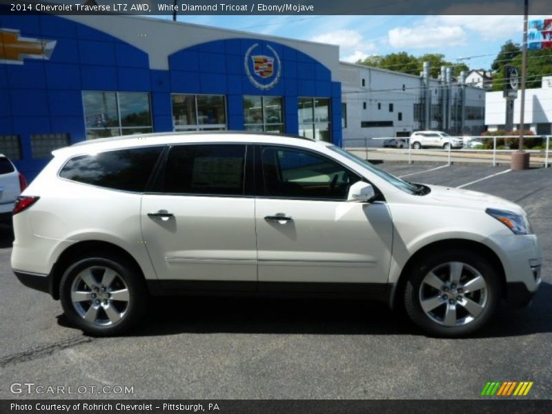 White Diamond Tricoat / Ebony/Mojave 2014 Chevrolet Traverse LTZ AWD