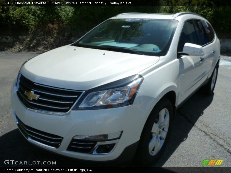 White Diamond Tricoat / Ebony/Mojave 2014 Chevrolet Traverse LTZ AWD
