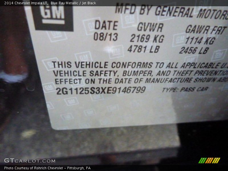 Blue Ray Metallic / Jet Black 2014 Chevrolet Impala LT