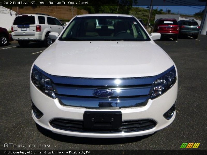 White Platinum Tri-Coat / Camel 2012 Ford Fusion SEL