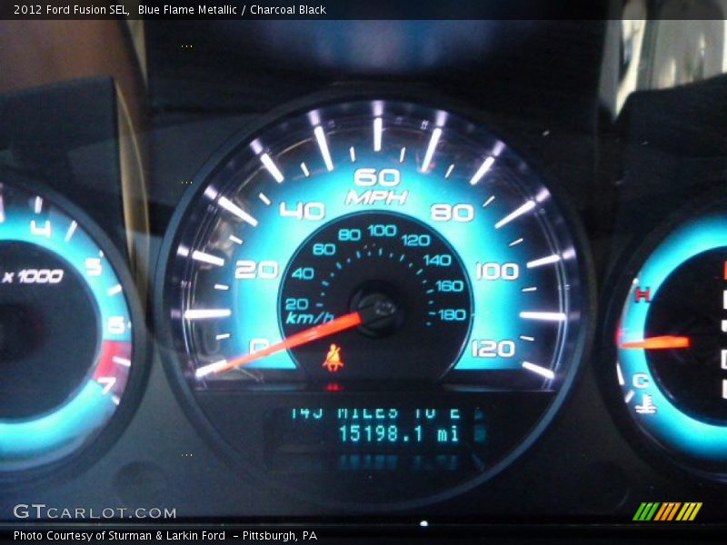Blue Flame Metallic / Charcoal Black 2012 Ford Fusion SEL