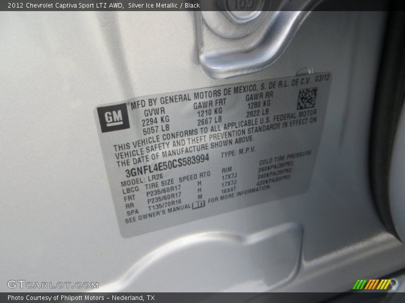 Silver Ice Metallic / Black 2012 Chevrolet Captiva Sport LTZ AWD