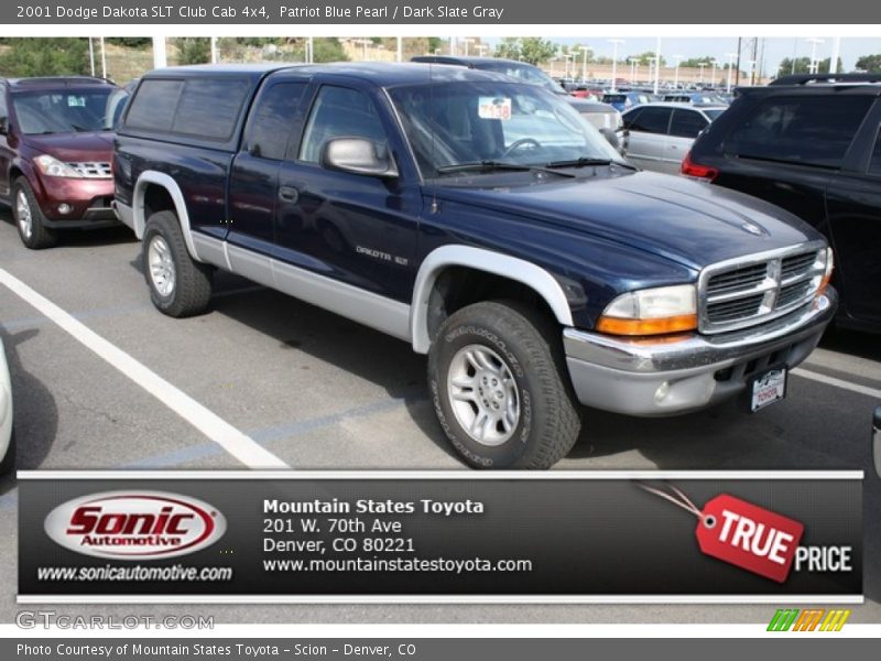 Patriot Blue Pearl / Dark Slate Gray 2001 Dodge Dakota SLT Club Cab 4x4