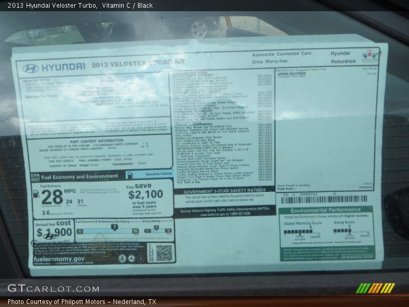 Vitamin C / Black 2013 Hyundai Veloster Turbo