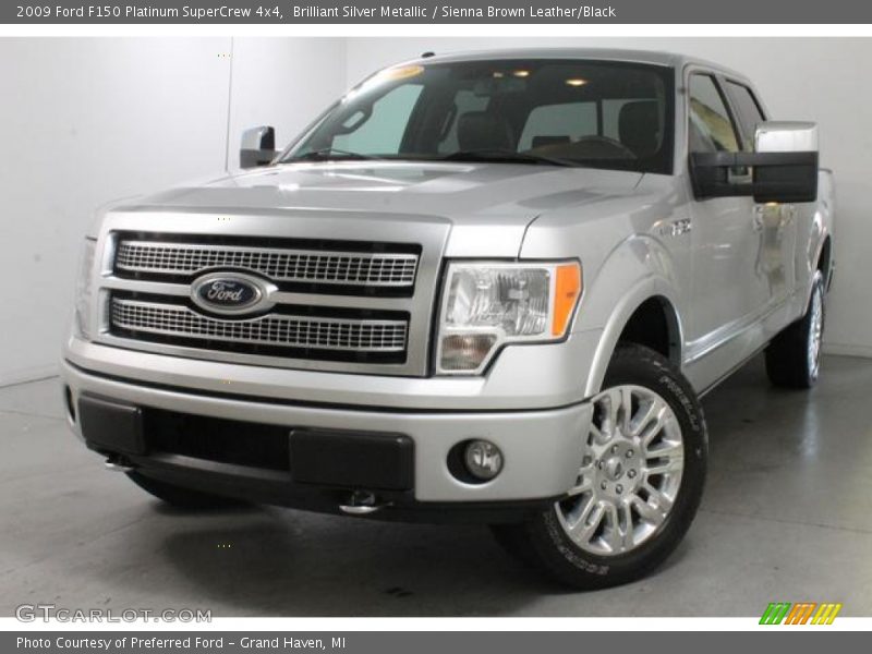Brilliant Silver Metallic / Sienna Brown Leather/Black 2009 Ford F150 Platinum SuperCrew 4x4