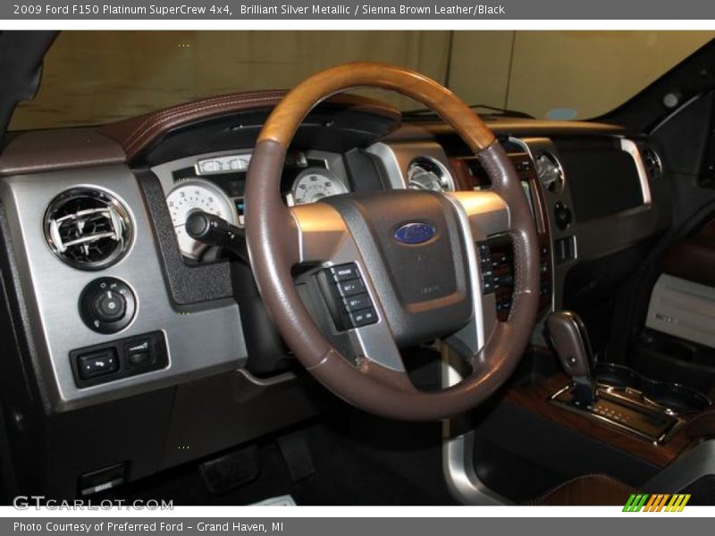 Brilliant Silver Metallic / Sienna Brown Leather/Black 2009 Ford F150 Platinum SuperCrew 4x4