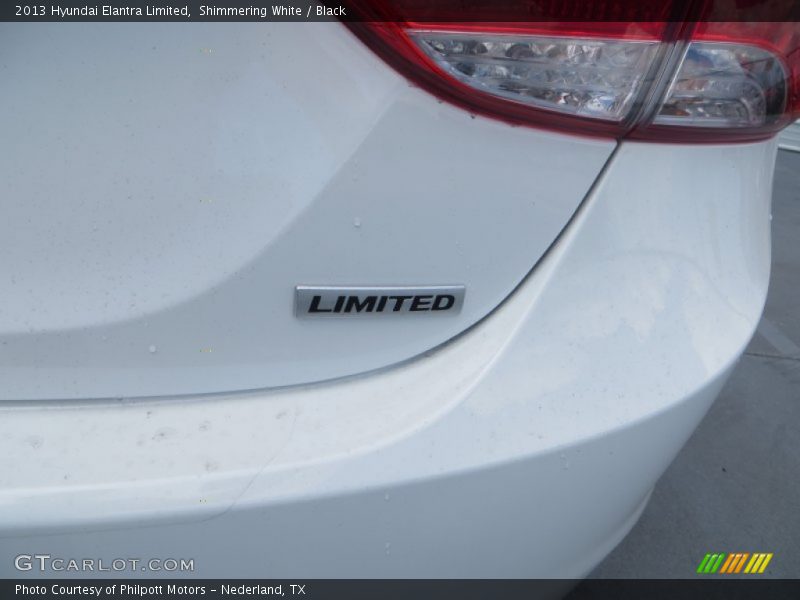 Shimmering White / Black 2013 Hyundai Elantra Limited