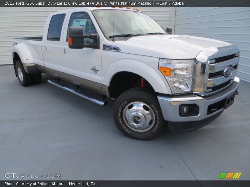 White Platinum Metallic Tri-Coat / Adobe 2013 Ford F350 Super Duty Lariat Crew Cab 4x4 Dually