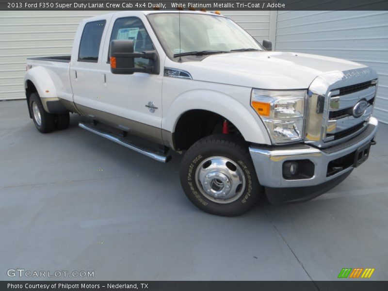 White Platinum Metallic Tri-Coat / Adobe 2013 Ford F350 Super Duty Lariat Crew Cab 4x4 Dually