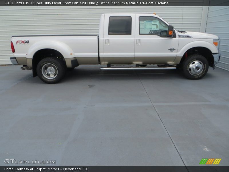 White Platinum Metallic Tri-Coat / Adobe 2013 Ford F350 Super Duty Lariat Crew Cab 4x4 Dually