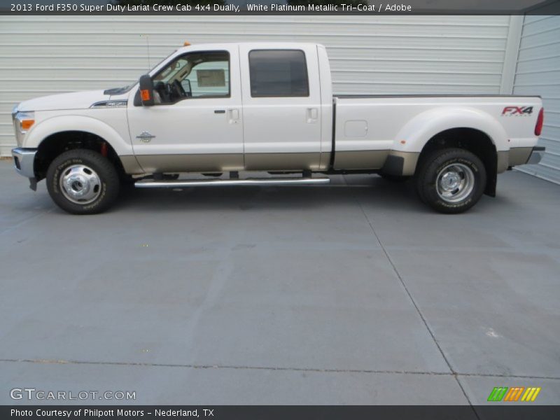 White Platinum Metallic Tri-Coat / Adobe 2013 Ford F350 Super Duty Lariat Crew Cab 4x4 Dually