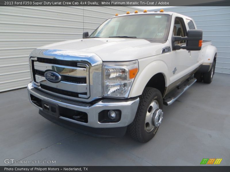 White Platinum Metallic Tri-Coat / Adobe 2013 Ford F350 Super Duty Lariat Crew Cab 4x4 Dually