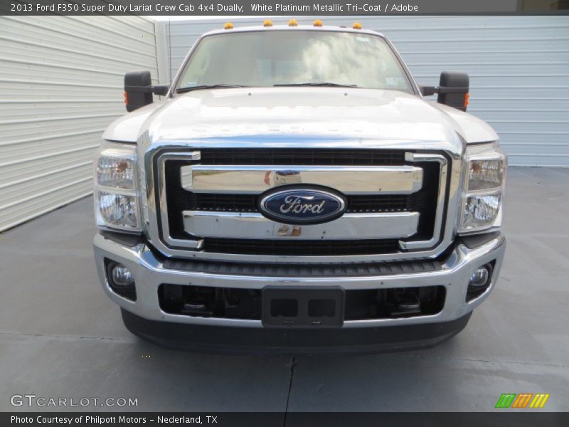 White Platinum Metallic Tri-Coat / Adobe 2013 Ford F350 Super Duty Lariat Crew Cab 4x4 Dually