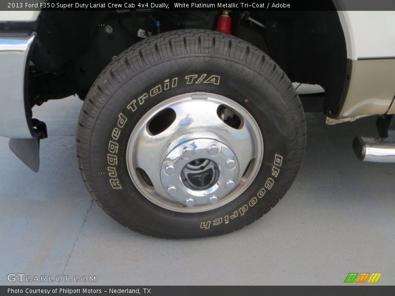 White Platinum Metallic Tri-Coat / Adobe 2013 Ford F350 Super Duty Lariat Crew Cab 4x4 Dually