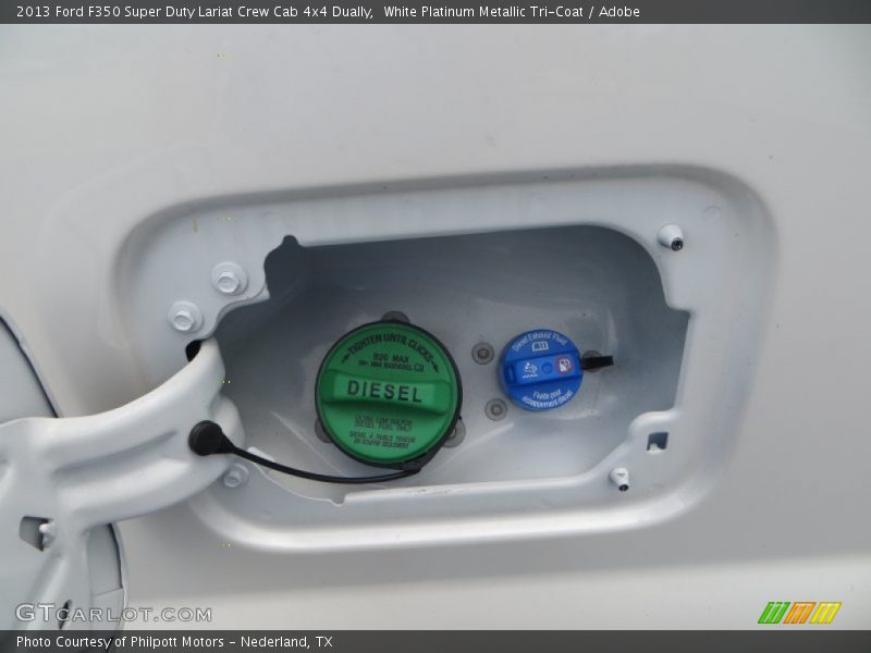 White Platinum Metallic Tri-Coat / Adobe 2013 Ford F350 Super Duty Lariat Crew Cab 4x4 Dually