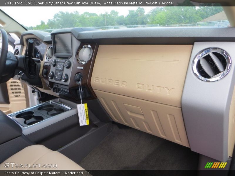 White Platinum Metallic Tri-Coat / Adobe 2013 Ford F350 Super Duty Lariat Crew Cab 4x4 Dually