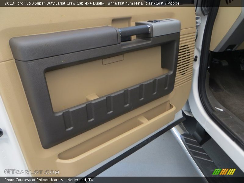 White Platinum Metallic Tri-Coat / Adobe 2013 Ford F350 Super Duty Lariat Crew Cab 4x4 Dually