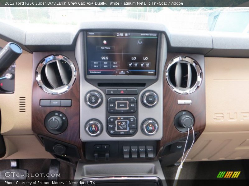 White Platinum Metallic Tri-Coat / Adobe 2013 Ford F350 Super Duty Lariat Crew Cab 4x4 Dually