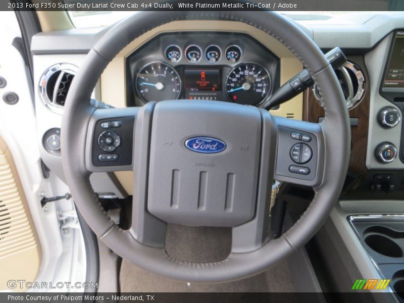 White Platinum Metallic Tri-Coat / Adobe 2013 Ford F350 Super Duty Lariat Crew Cab 4x4 Dually