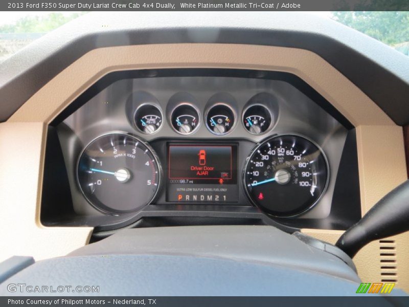 White Platinum Metallic Tri-Coat / Adobe 2013 Ford F350 Super Duty Lariat Crew Cab 4x4 Dually
