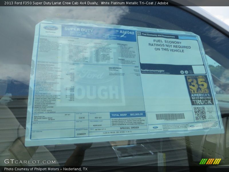 White Platinum Metallic Tri-Coat / Adobe 2013 Ford F350 Super Duty Lariat Crew Cab 4x4 Dually