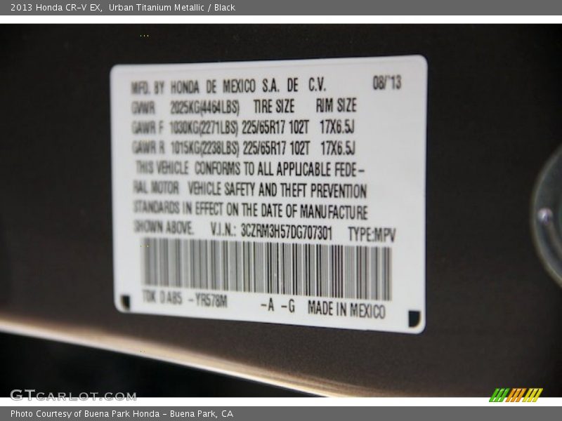 Urban Titanium Metallic / Black 2013 Honda CR-V EX