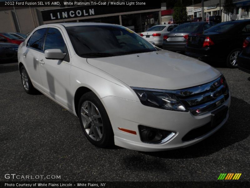 White Platinum Tri-Coat / Medium Light Stone 2012 Ford Fusion SEL V6 AWD