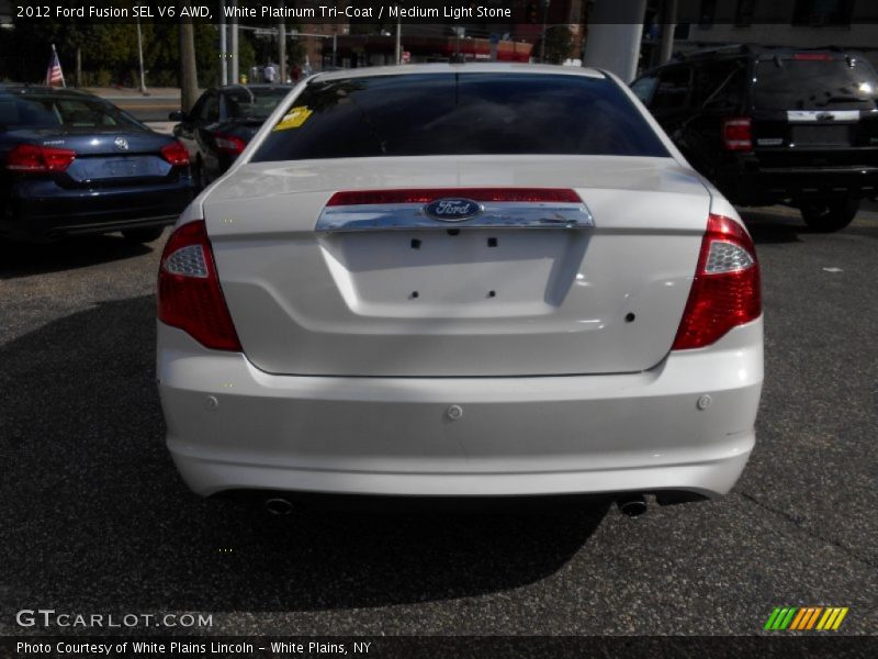 White Platinum Tri-Coat / Medium Light Stone 2012 Ford Fusion SEL V6 AWD