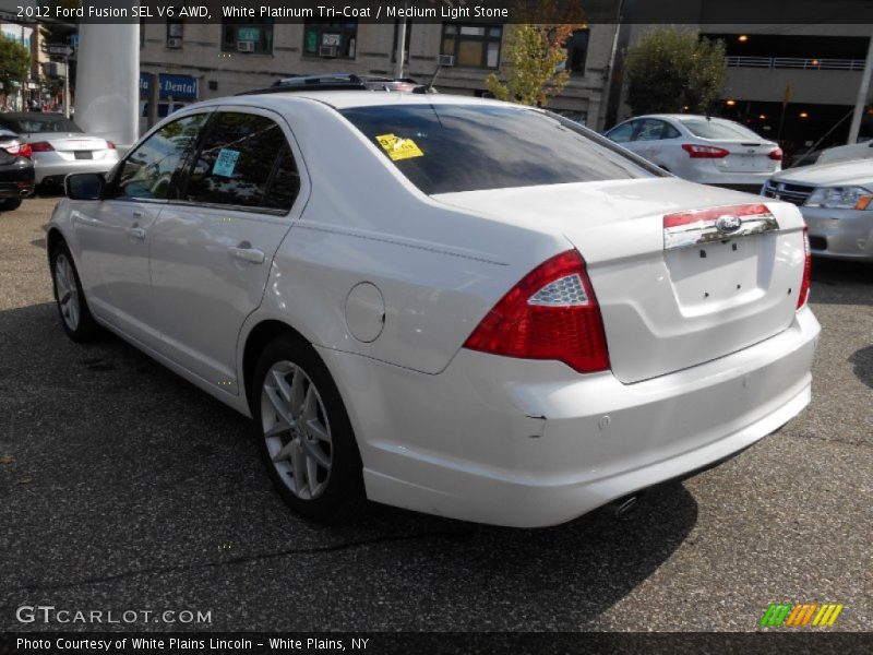 White Platinum Tri-Coat / Medium Light Stone 2012 Ford Fusion SEL V6 AWD