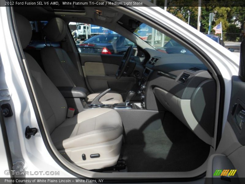 White Platinum Tri-Coat / Medium Light Stone 2012 Ford Fusion SEL V6 AWD